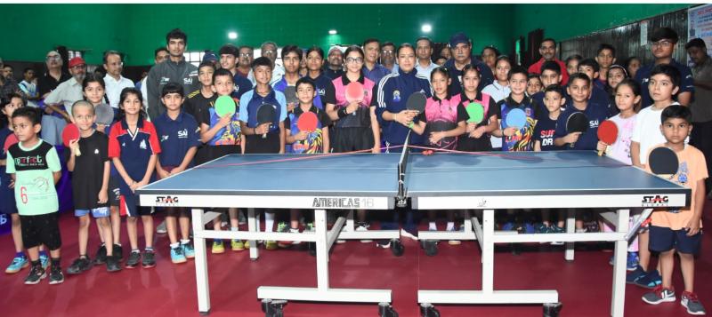 खेल मंत्री रेखा आर्या ने किया टेबल टेनिस कोर्ट का उद्घाटन